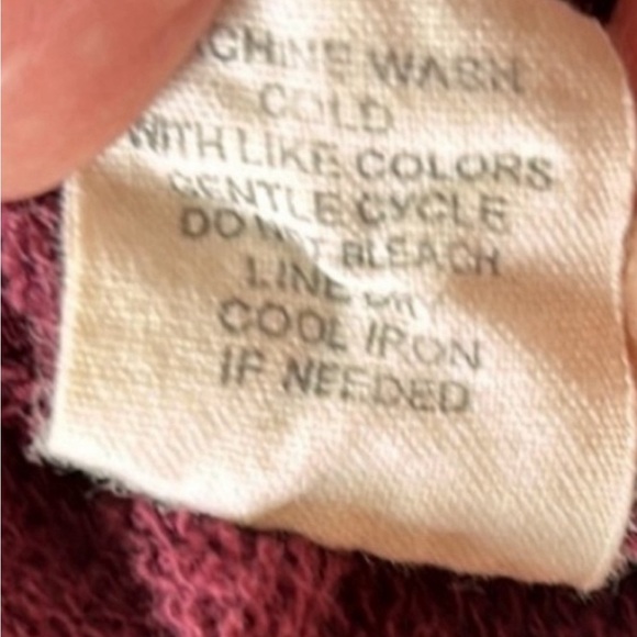 Ultra Flirt hoodie pullover top. Lace up front. Burgundy. Cotton blend. Size M - Picture 7 of 7